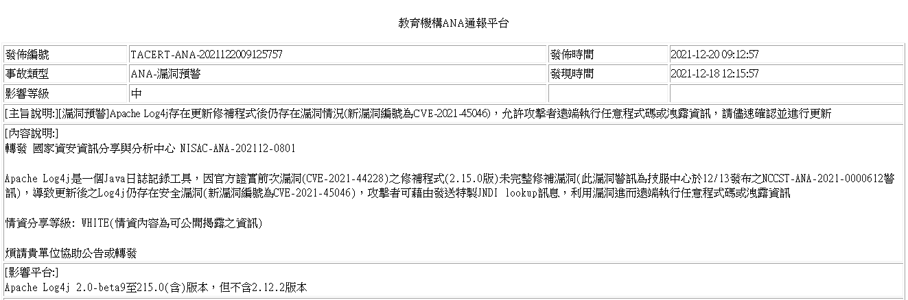 教育機構ANA通報平台-TACERT-ANA-2021122009125757