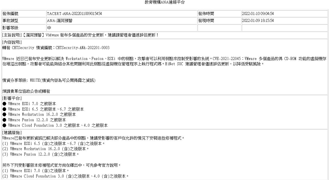 教育機構ANA通報平台-TACERT-ANA-2022011009015454