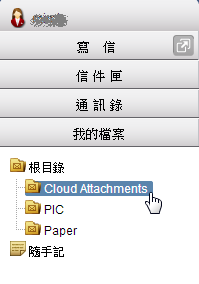 圖十二 功能選單Cloud Attachments