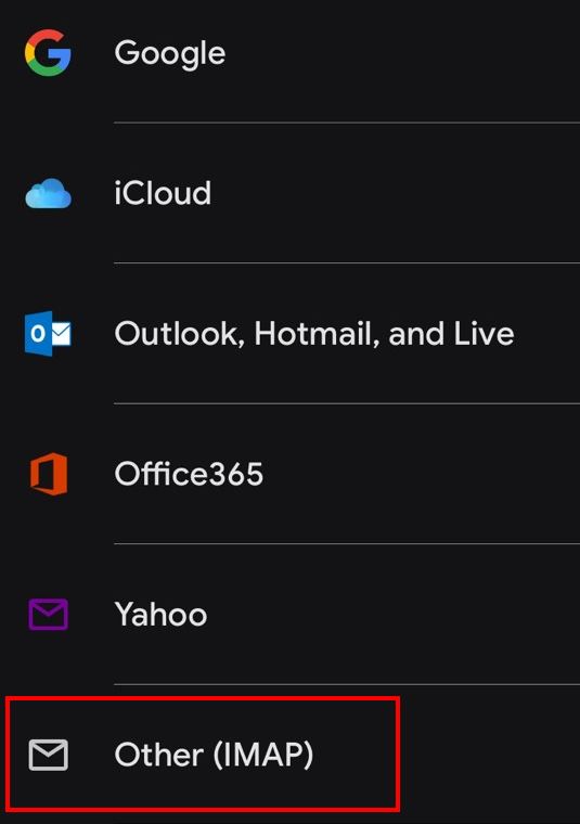 Choose IMAP