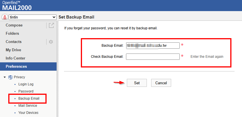 mail2000 backupemail