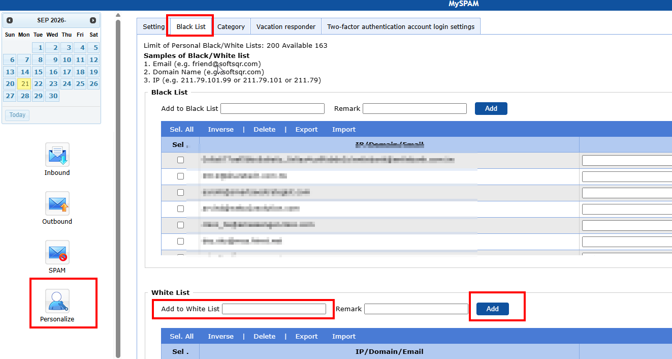 SPQM SQR White List